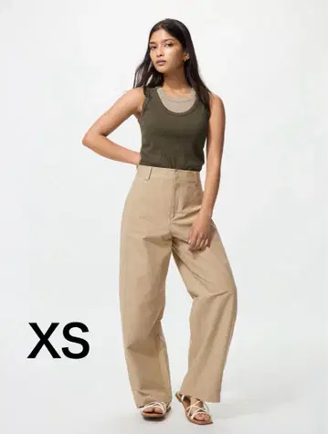 UNIQLO 저지 배럴 레그 팬츠 XS 베이지
