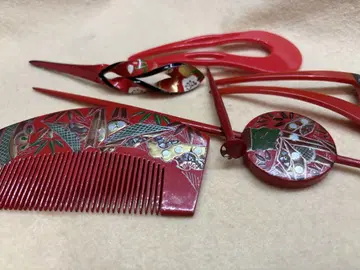 마키에 헤어콤 5점과 빨간색 바치형 헤어콤 6점 일괄