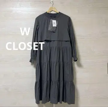 W CLOSET 새상품 택 포함 미사용 더블클로젯 긴팔 티어드 원피스