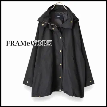 FRAMeWORK 타프타 판초 블루종 후디 후드티 블랙