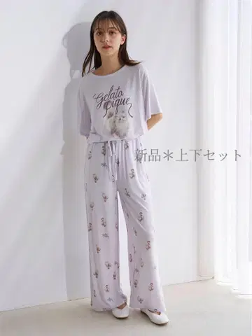 젤라또피케 CAT T셔츠&롱팬츠 라벤더