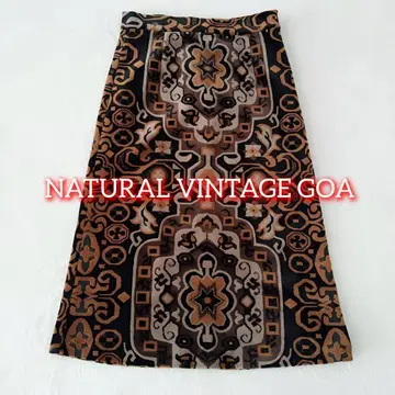NATURAL VINTAGE GOA 올 패턴 벨로아 스커트 M