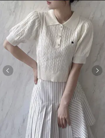 [ POLO BCS 콜라보 ] 케이블 폴로 니트탑