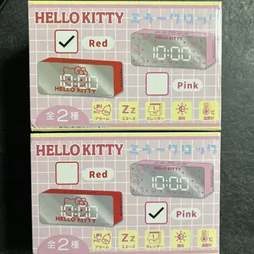 헬로키티 미러 클락 핑크 레드