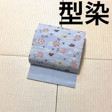 염색  오비(약 27.3cm) 나고야 오비 깨끗한 탁한 스카이블루