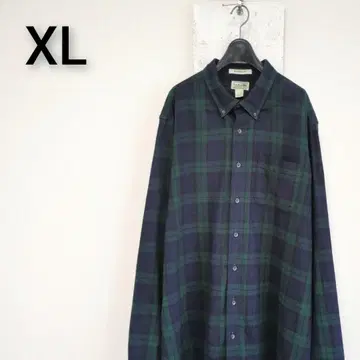 구제 의류 L.L Bean 플란넬 셔츠 BD 셔츠 그린 체크 무늬 XL