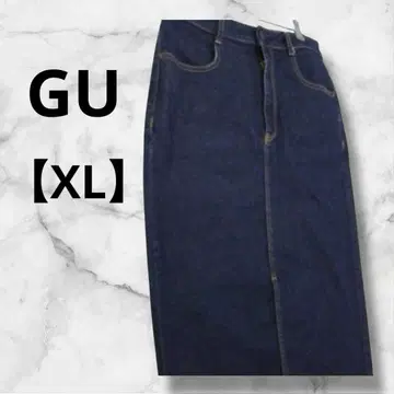 S0010 지유 데님 타이트 스커트 슬릿 인디고 블루 XL