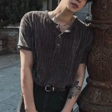 2PLAN 리브 벨로아 버튼 반팔