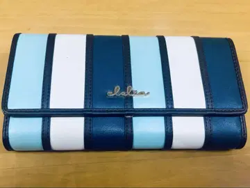 Clelia 파랑과 화이트 스트라이프 장지갑