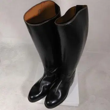 승마 블랙 가죽 롱 부츠 이나게야