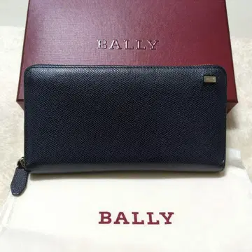 BALLY 라운드 지퍼 장지갑 네이비 남성용 가죽