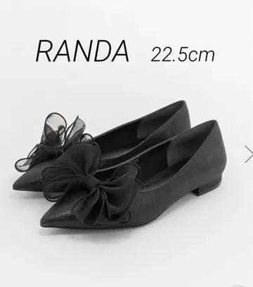 RANDA 2WAY 리본 라메 플랫 펌프스 22.5cm