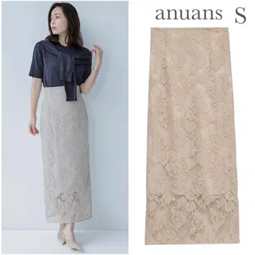 새상품급 anuans 아뉴앙스 부케 레이스 타이트 스커트 베이지 S