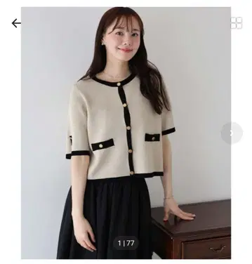 블루이스트 골드 버튼 반팔 니트 자켓