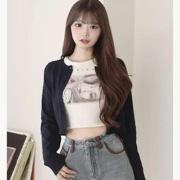 Darich UV컷 엠블럼 니트 가디건 NVY