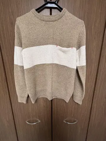 BEAMS LineCrewNeckKnit 브라운