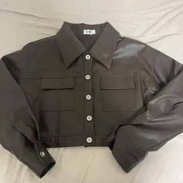 EVRIS 브라운 크롭 가죽 자켓 새상품급