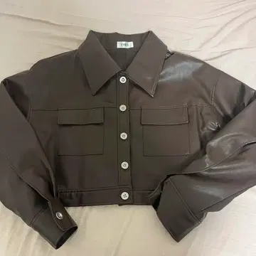 EVRIS 브라운 크롭 가죽 자켓 새상품급