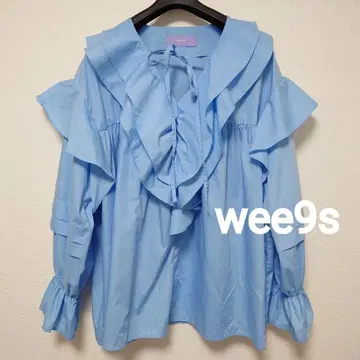 wee9s 위크스 빅 칼라 프릴 블라우스