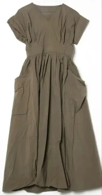 엘렌딕 올리브색 티셔츠 반팔 롱 원피스