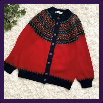 무료배송 울 100% 수제 양털 노르딕 가디건 쇼와