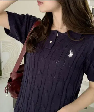 U.S. POLO ASSN 케이블 니트 피케 셔츠