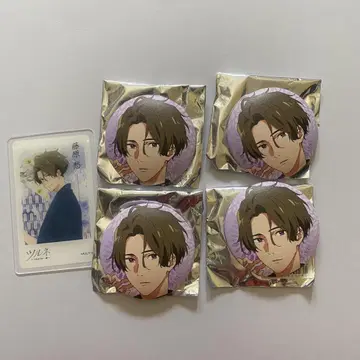 츠루네 후지와라 슈 가라오케 철인 복슬복슬 캔뱃지 아크릴 카드