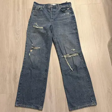 ZARA 데미지 가공 와이드 레그 데님 팬츠 여성용