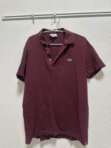 LACOSTE 슬림핏 피케 셔츠 US L 버건디