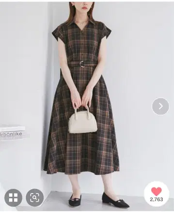 로페피크닉 허리 턱 체크 모듬 원피스