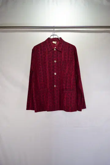 구제 의류 유로 코튼 패턴 파자마 셔츠 유럽 구제 빈티지 60s 70s