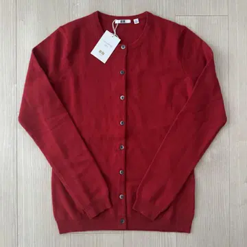미사용 UNIQLO 유니클로 캐시미어 크루넥 가디건 레드
