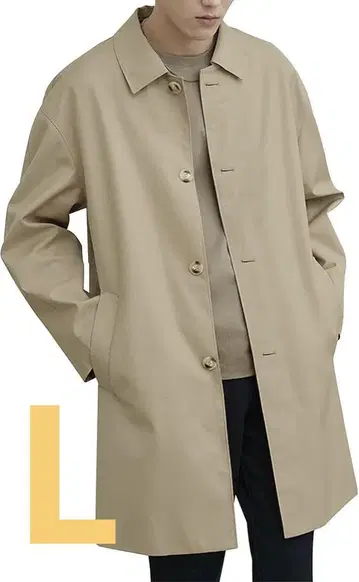 트렌치코트 남성용 코트 봄 가을 방풍 자켓 L 사이즈 베이지