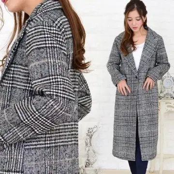 최종 가격 인하 글렌체크 체크 롱 코트 미사용 새상품 TORTE