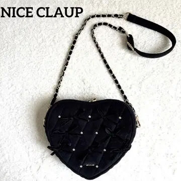 NICE CLAUP 하트형 숄더백 비쥬 블랙 벨로아