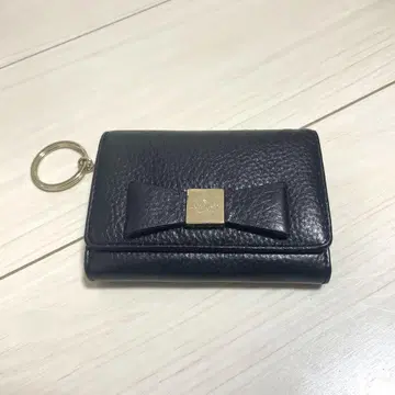 kate spade new york 리본 포함 블랙 가죽 카드 케이스
