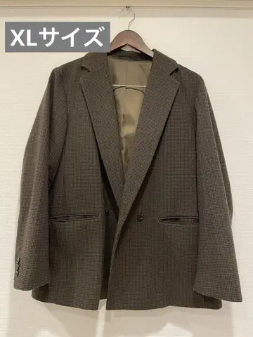 브라운 계열 체크 테일러드 자켓 XL 유니클로