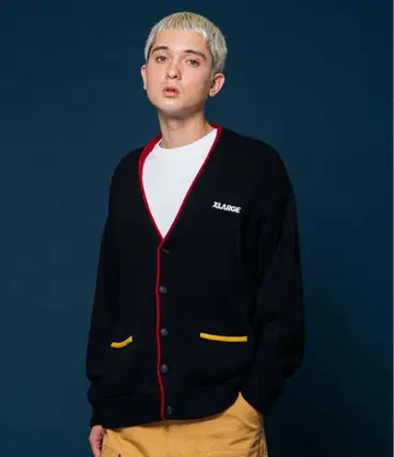 XLARGE 가디건 블랙 빨간색 옐로우 컬러 니트 스웨터 남성용 여성용