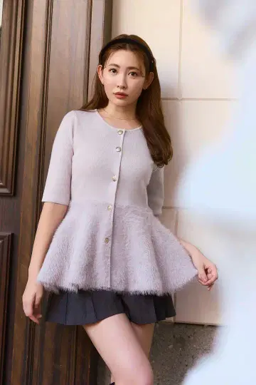 herlipto Peplum Fur Knit Top