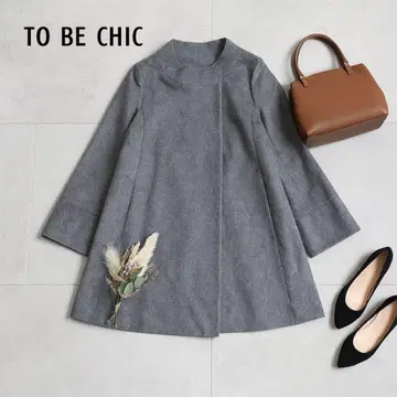 TO BE CHIC 그레이 미들 울 캐시미어 코트 42 사이즈