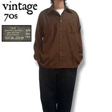 레어 70s vintage 역능 플리츠 포켓 박스 실루엣 셔츠