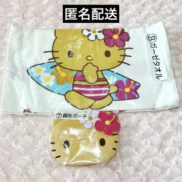 산리오 헬로키티 당첨 복권 일광화상 키티 얼굴형 파우치 거즈 타월