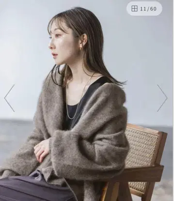 NOBLE 퍼 니트 퍼프 가디건
