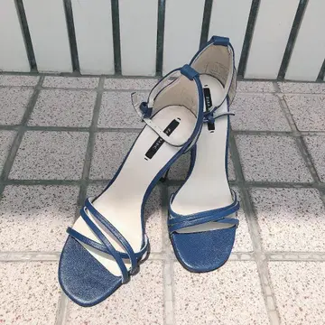 ZARA 미사용 핑힐 샌들 블루 36 심플 코디 자라