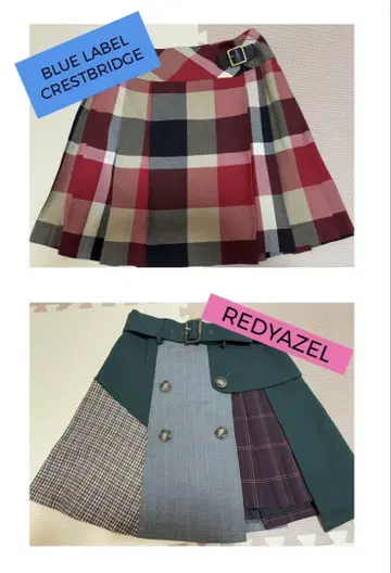 BLUE LABEL CRESTBRIDGE 체크 무늬 플리츠 스커트 외