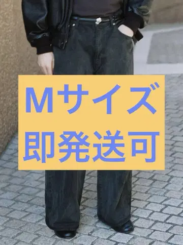 lidnm CRACK WASHED BAGGY DENIM PANTS M