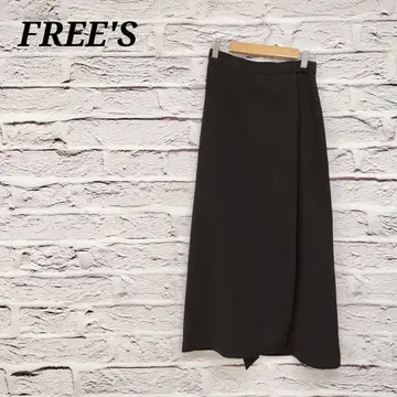프리 랩 롱 스커트 블랙 무지