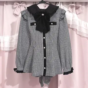 Secret Honey 트위드 하트 리본 셋업