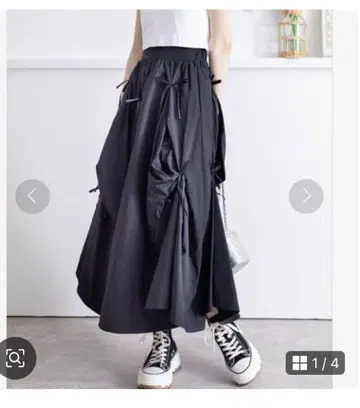클리어 턱 리본 롱 스커트