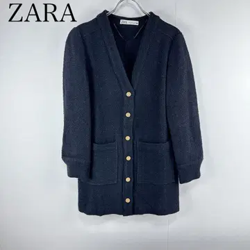 ZARA 자라 S 사이즈 트위드 원피스 가디건 자켓 블랙